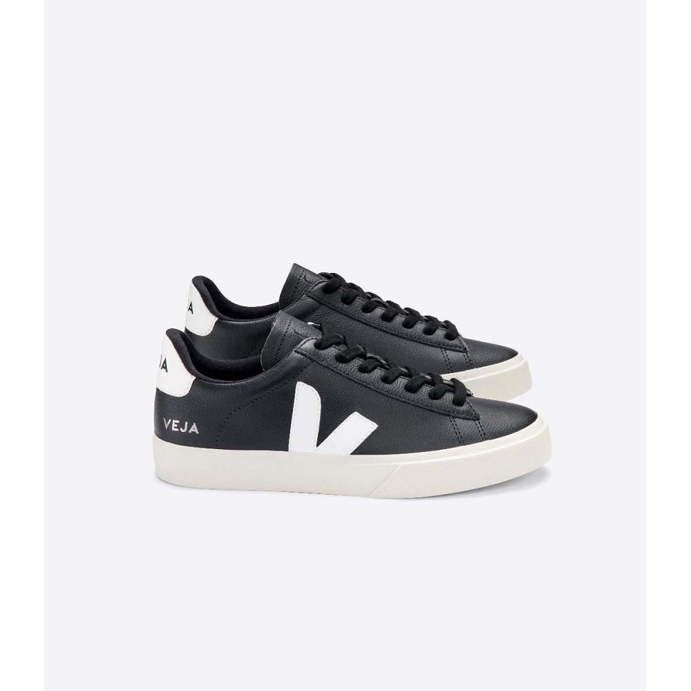 Women\'s Veja CAMPO CHROMEFREE Low Tops Sneakers Black/White | ZA 595HAP